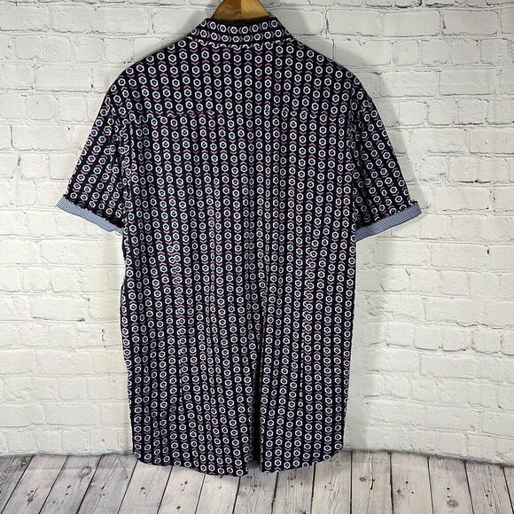 Buttercloth Regular Fit Geometric Print Short Sleeve Button Up Mens Size XL - Picture 4 of 6